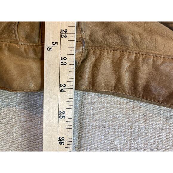 VINTAGE Womens WINLIT Sz Medium Brown Tan Leather Jacket Nylon Lining - Picture 8 of 11